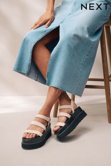 Pink Forever Comfort® Leather Chunky Flatform Sandals