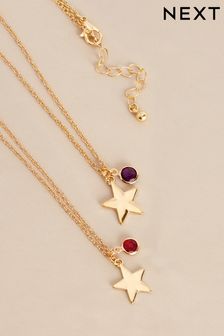 Gold Tone January Birthstone Necklace