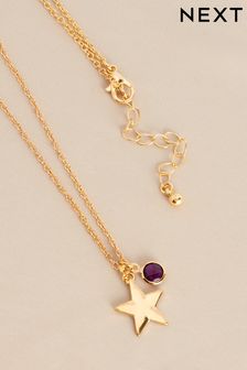 Gold Tone February Birthstone Necklace