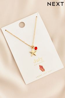 Gold Tone July Birthstone Necklace