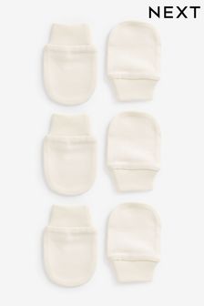 Cream Baby Cotton Scratch Mitts 3 Pack