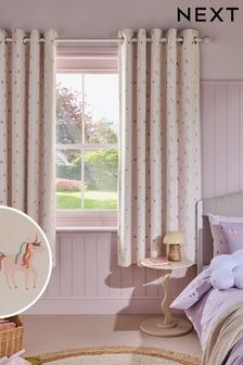 Pink Unicorn Castle Eyelet Blackout Curtains