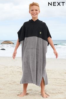 Black Colourblock Towelling Cover-Up (3-16yrs)