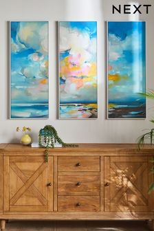 Multicolour Set of 3 Multicolour Artist Scott Naismith Abstract Landscape Framed Canvas Wall Art