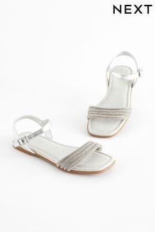 Silver Glitter Occasion Sandals