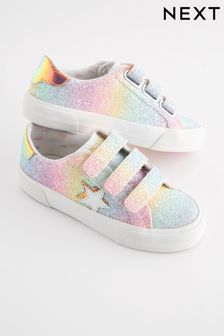 Rainbow Glitter Touch Fastening Trainers