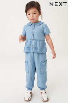 Denim Broderie Shirt and Trousers Set (3mths-7yrs)