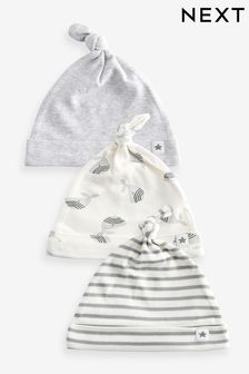 Grey Whale Baby Tie Top Hats 3 Pack (0-18mths)