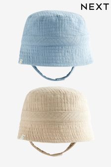 Brown/Blue Baby Bucket Hats 2 Pack (0mths-2yrs)