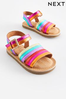 Multi Leather Stripe Sandals