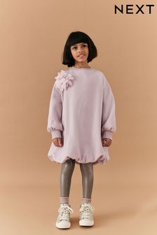 Pink 3D Flower Corsage Soft Jumper Dress (3-16yrs)