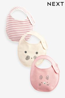 Pink faces Baby Bibs 3 Pack