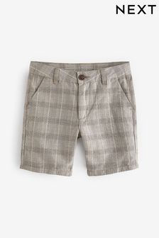 Check Linen Blend Chino Shorts (3-16yrs)