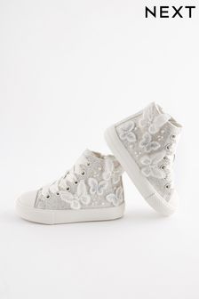 White Glitter Bridesmaid High Top Trainers