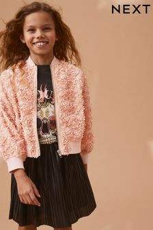 Pink 3D Floral Bomber Jacket (3-16yrs)