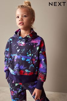 Black Grafiti Splat Oversized 90s Hoodie (3-16yrs)