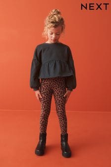 Animal Peplum Crew Sweatshirt And Leggings Set (3-16yrs)