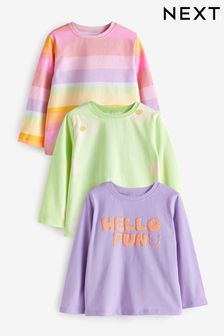 Rainbow Character Long Sleeve Cotton T-Shirts 3 Pack (9mths-7yrs)