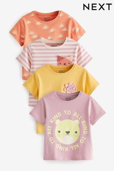 Pink Bear Character Short Sleeve T-Shirts 4 Pack (3mths-7yrs)