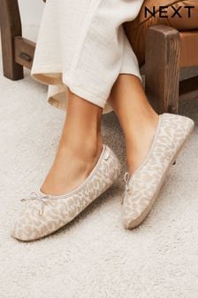 Tan/Animal Ballerina Slippers