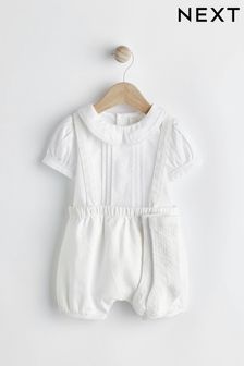 White Smart Shirt, Shorts And Socks With Linen 3 Piece Set (0mths-2yrs)