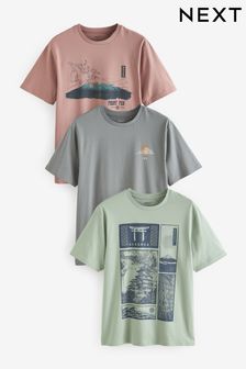 Pastel Japanese Mix Print T-Shirts 3 Pack
