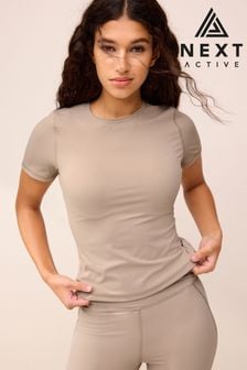 Neutral Short Sleeve Fitted Active T-Shirt