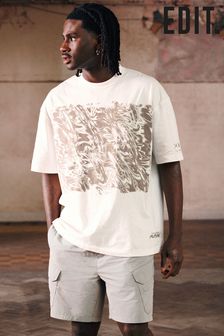 Ecru Relaxed fit EDIT Heavyweight Marble Graphic T-Shirt