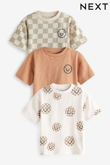 Ecru Neutral Short Sleeve Character T-Shirts 3 Pack (3mths-7yrs)