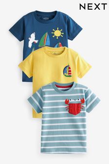 Yellow/Blue Short Sleeve Character T-Shirts 3 Pack (3mths-7yrs)