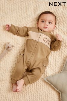 Khaki Green Two Way Zip Sleepsuit 1 Pack (0-2yrs)