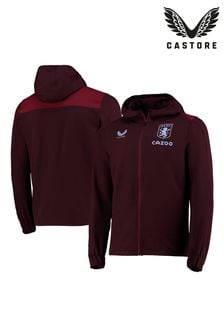 Red Castore Aston Villa Players Travel Hooded Jacket