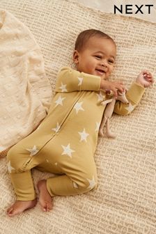 Chartreuse Yellow Turnover Feet Two Way Zip Baby Sleepsuit 1 Pack (0mths-3yrs)