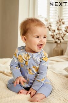 Blue Turnover Feet Two Way Zip Baby Sleepsuit 1 Pack (0mths-3yrs)