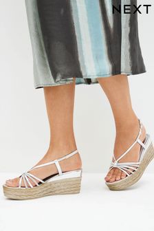 Silver Forever Comfort® Bling Multi Strap Wedges