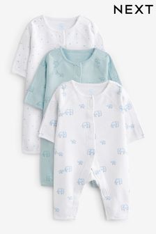 Blue Premature Baby Sleepsuits 3 Pack (0-0mths)