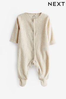 Oatmeal Bear Velour Sleepsuit (0mths-3yrs)
