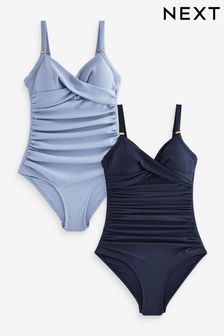 Blue / Navy Tummy Control Swimsuits 2 Pack