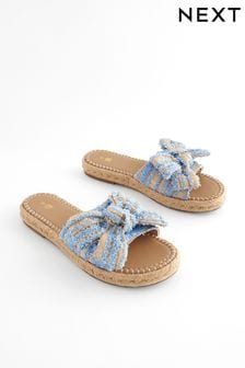Blue Bow Flatform Espadrille Sandals