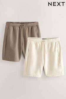 Ecru Natural Zip Pocket Jersey Shorts