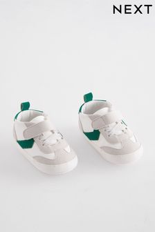 White/Green Touch Fastening Chevron Baby Trainers (0-24mths)