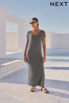 Grey Jersey Maxi Summer Dress