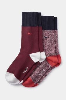 Red Aubin Cotton Fowey Socks 2 Pack