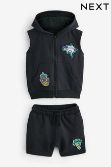 Charcoal Grey Hoodie Gilet and Shorts Set (3mths-7yrs)