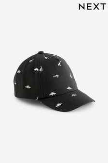 Black Embroidered Dinosaur Baseball Cap (3mths-10yrs)