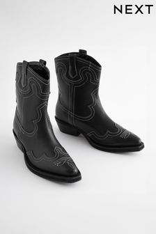 Black Forever Comfort® Stitched Western Cowboy Boots