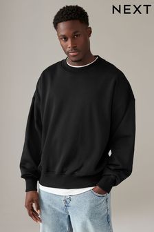 Black Cotton Rich Jersey Crew Sweatshirt