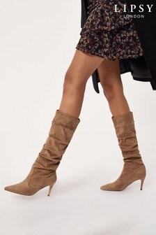 lipsy knee high ruched leg boots