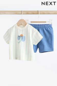 Blue Elephant Baby T-Shirt And Shorts 2 Piece Set