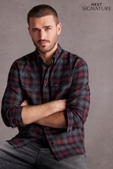 Red Signature Brushed Flannel Check Shirt